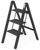 RIKADE Aluminum Step Stool, Lightweight Folding Step Ladder, 150kg Weight Capacity, Non-Slip, Folding Step Stool (Black, Three Steps)