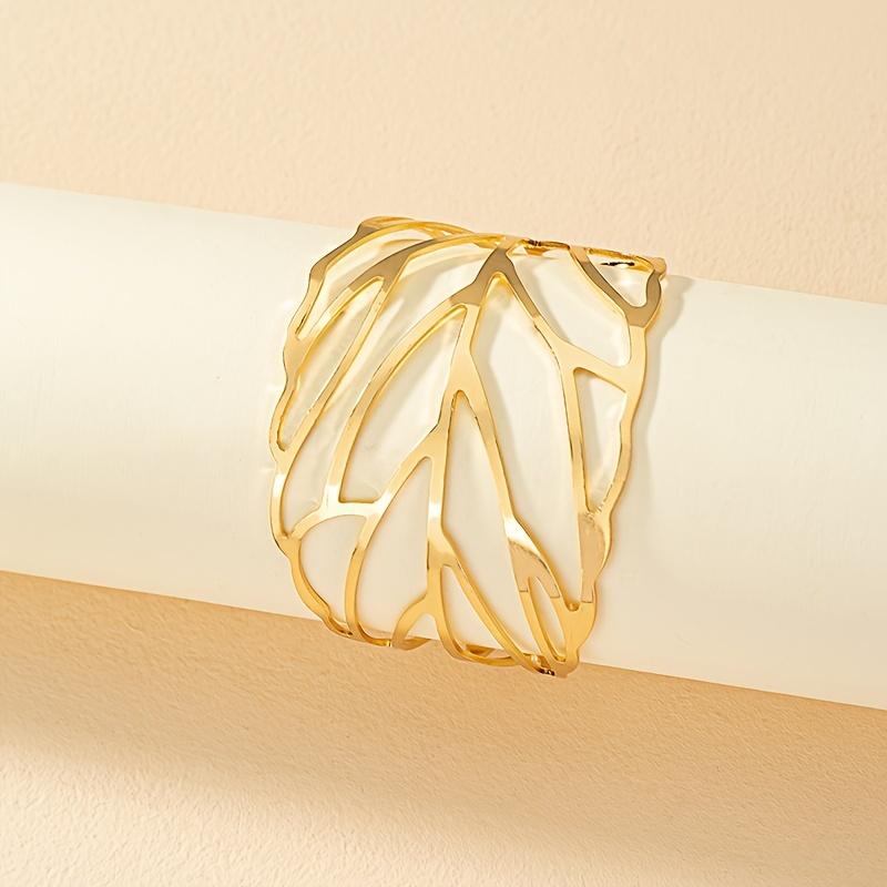Уникальный дизайн полых листьев браслет-манжета браслет сплав ювелирные изделия элегантный этический стиль модный женский декор для вечеринки