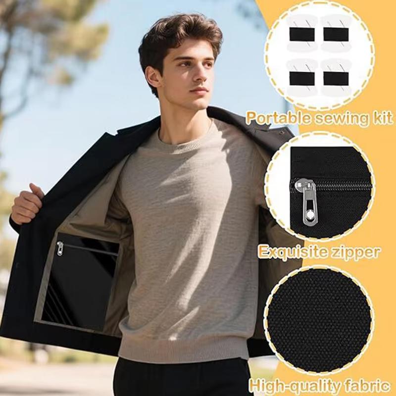Вшивной карман на скрытой молнии против потери, невидимый внутренний карман для кожаных курток, пальто, толстовок, расходные материалы для ремонта одежды DIY