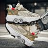 Runaway Shoes Деформационные ботинки Четырехколесные роликовые коньки двойного назначения Двухрядные роликовые коньки Runaway Shoes