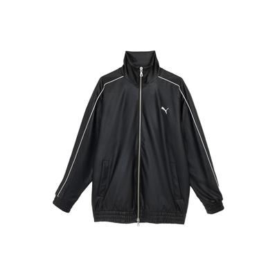 Puma T7 Крупногабаритная спортивная куртка из искусственной кожи с цветными блоками и воротником-стойкой Куртки унисекс Черный 627191-01