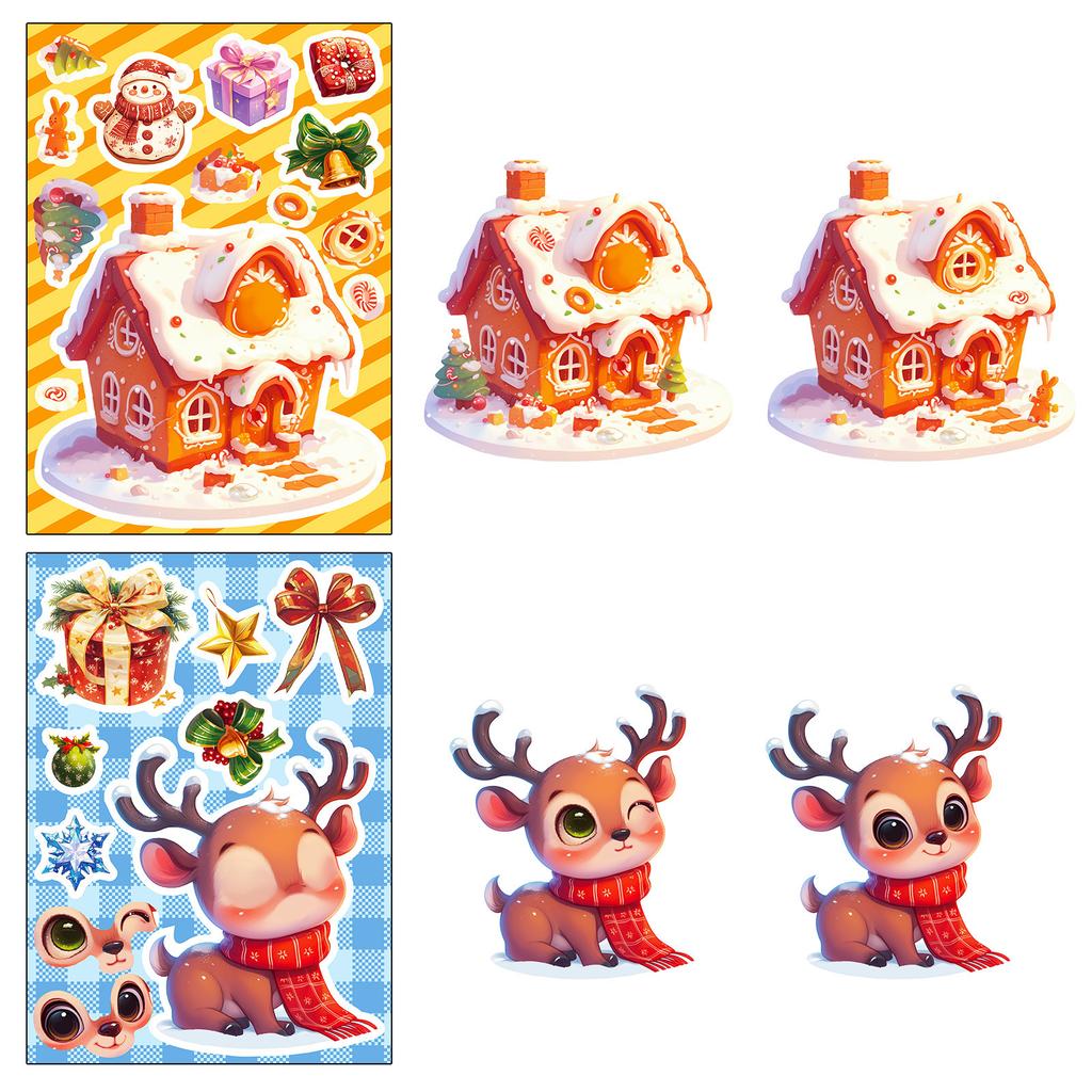 6 Photos/package of New Products Christmas Theme Stickers Puzzle Face Change Stickers Cartoon Cute Character Expression Conversion
