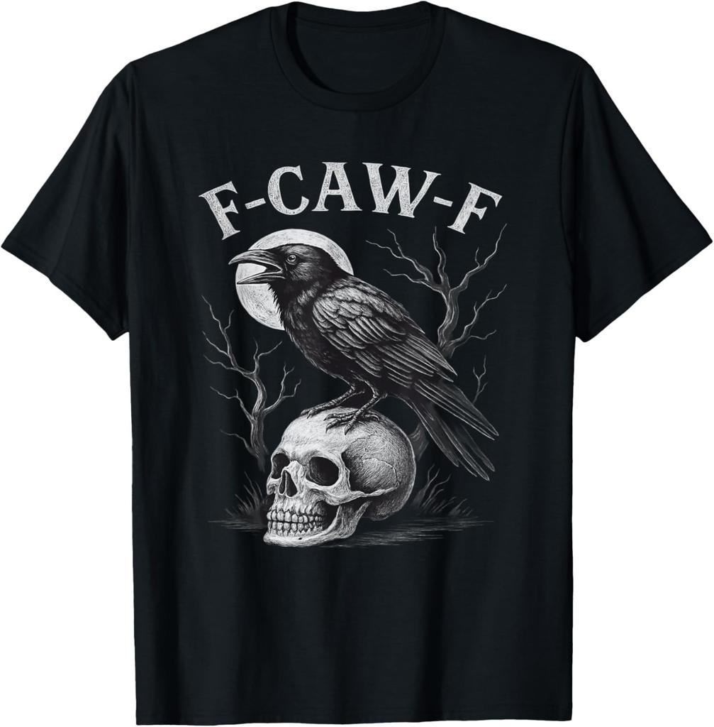 F-Caw-F Black Crow Bird Retro Vintage Gothic Moon F-Caw-F T-Shirt Mens Womens Tees Top unisex T-Shirt Mens Womens Tees Top