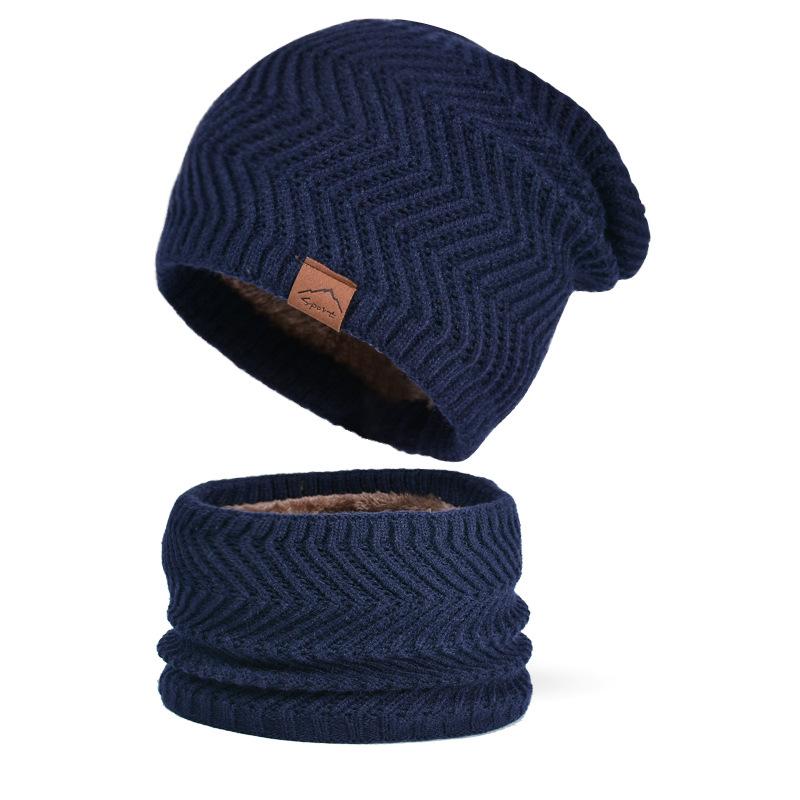 Зимняя пуловерная кепка для защиты ушей, мужская бархатная теплая шапка-нагрудник, двухсекционная вязаная шерстяная кепка для верховой езды на открытом воздухе