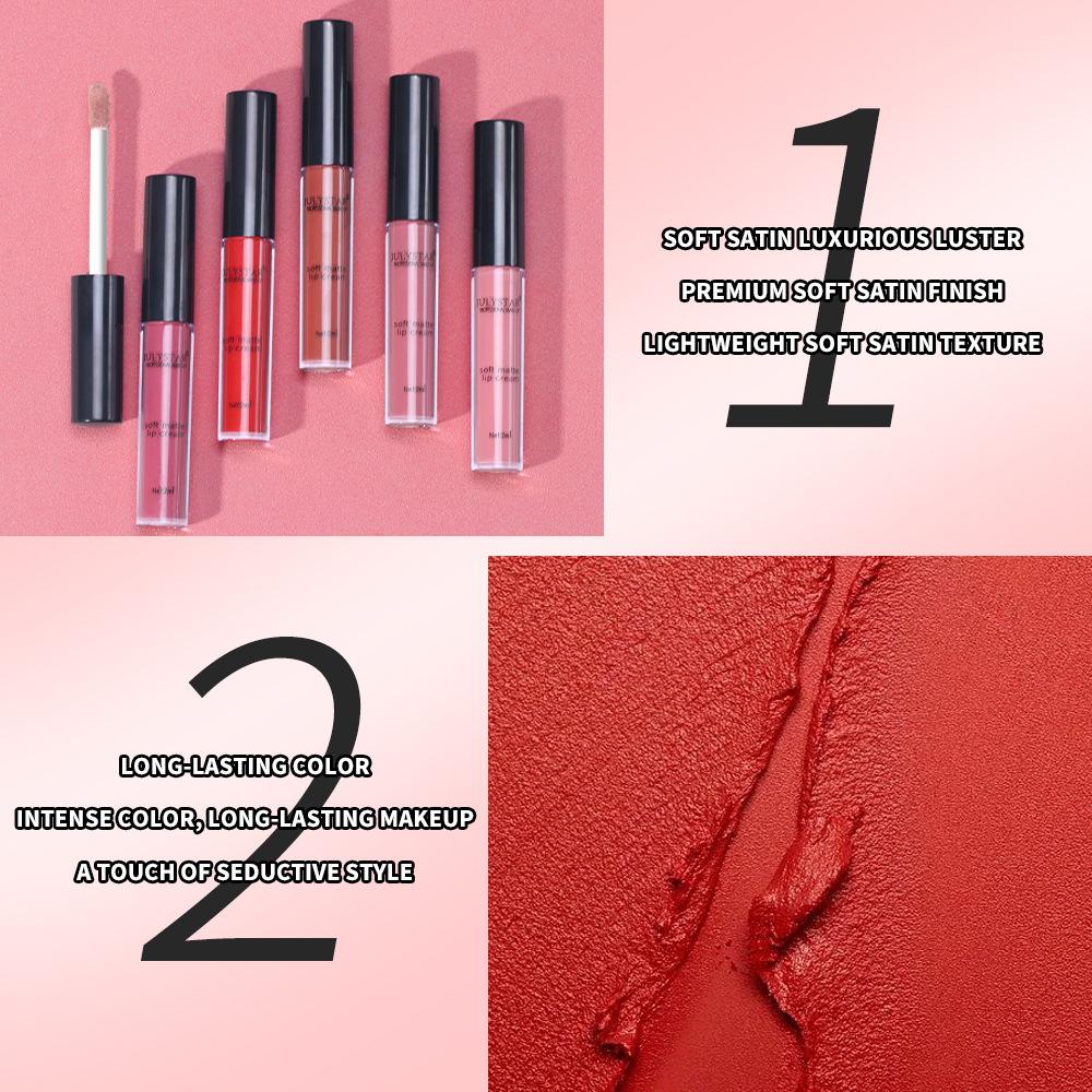 Velvet Water Mist Six Lip Glaze Set Матовая невыцветающая чашка с антипригарным покрытием Жидкая губная помада