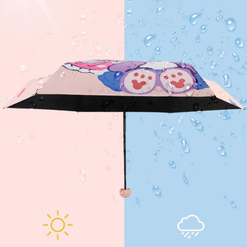 Portable Sun Umbrella Sunny and Rainy Umbrella Mini Pocket Cute Color Folding Umbrella Black Rubber UV Protection Sunshade