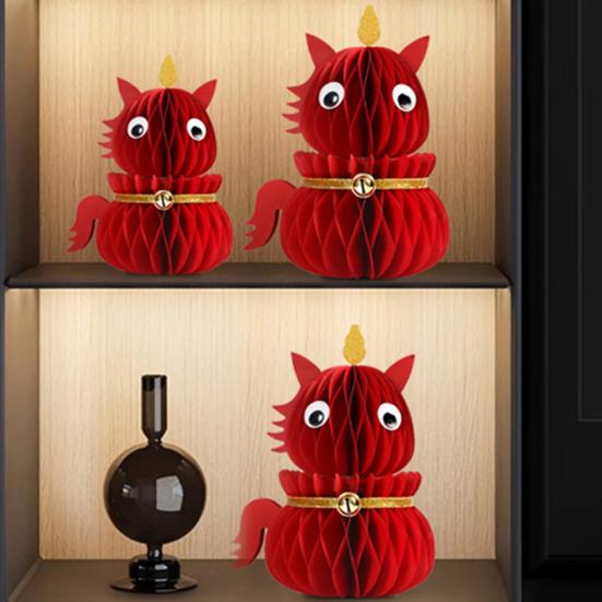 Фигурка лошади на китайский Новый год, выдвижная сотовая, зодиакальная лошадь, украшение, 3D складная бумажная лошадь, настольное украшение для Праздника весны, домашний декор