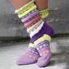 Autumn and Winter Colorful Patchwork Knitted Floor Socks, Warm Fashionable Comfortable Breathable Mid-calf Socks, Women's Socks with Stockings