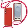 Case for Samsung Galaxy S25 Plus (S25+) Soft Anti-Scratch Silicone with Lanyard - Red