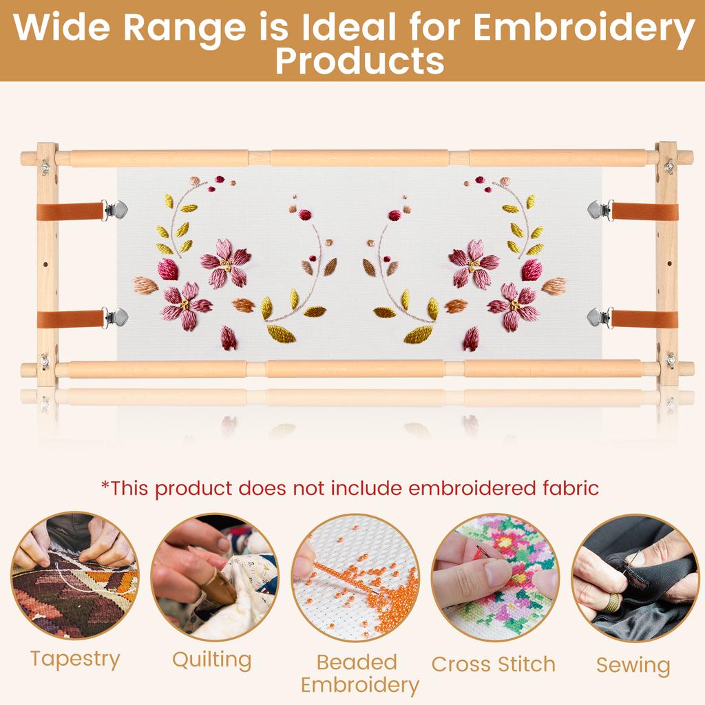 Embroidery Scroll Frame Wooden Cross Stitch Scroll Frame Rotated Needlepoint Embroidery Tapestry Scroll Frame Adjustable