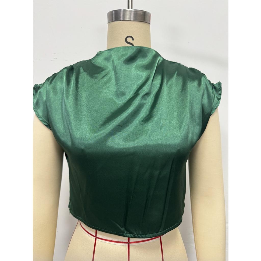 Летние атласные рубашки Модные однотонные Высококачественные женские блузки и рубашки с коротким рукавом