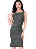 Allegra K Casual Summer Tweed Dress, Sleeveless, Elegant Check Pattern, Bodycon Dress, Slim Fit, Women's, Black, Size M