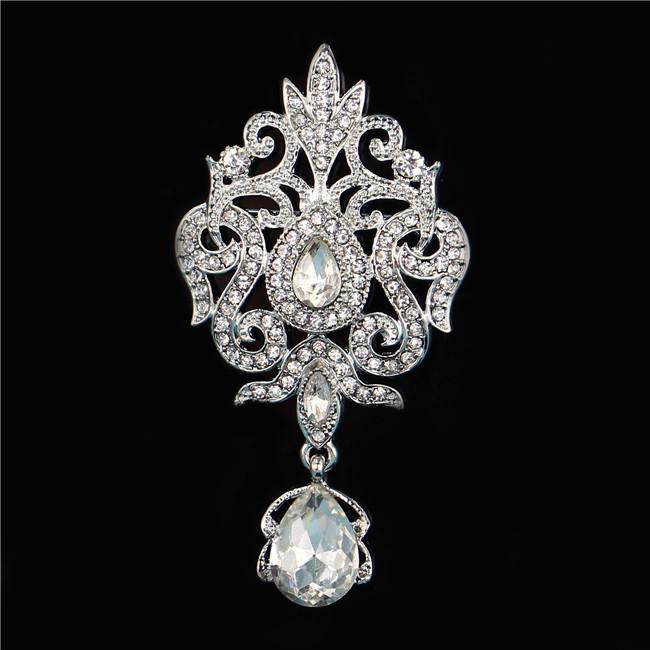 DIEZI Luxury Fashion Flower Bridal Brooches for Women Ladies Wedding Crystal Rhinestone Bouquet Brooch pins Dress Accessories