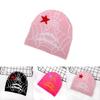Gothic Style Knit Cap Featuring Spider Web Design For Casual Wear