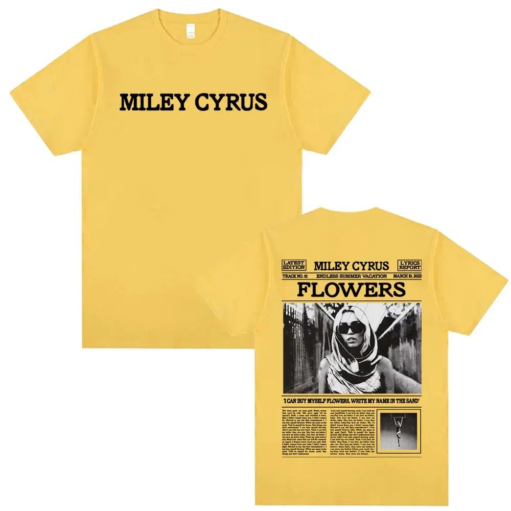 Unisex Miley Cyrus Flower Lyrics TShirt 90s Poster Design 100 Cotton Fashion Vintage High Quality Casual Wome And Men Tshirts