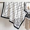 70x70 Striped Silk Scarf: Women's Versatile Korean-Style Square Scarf for Summer