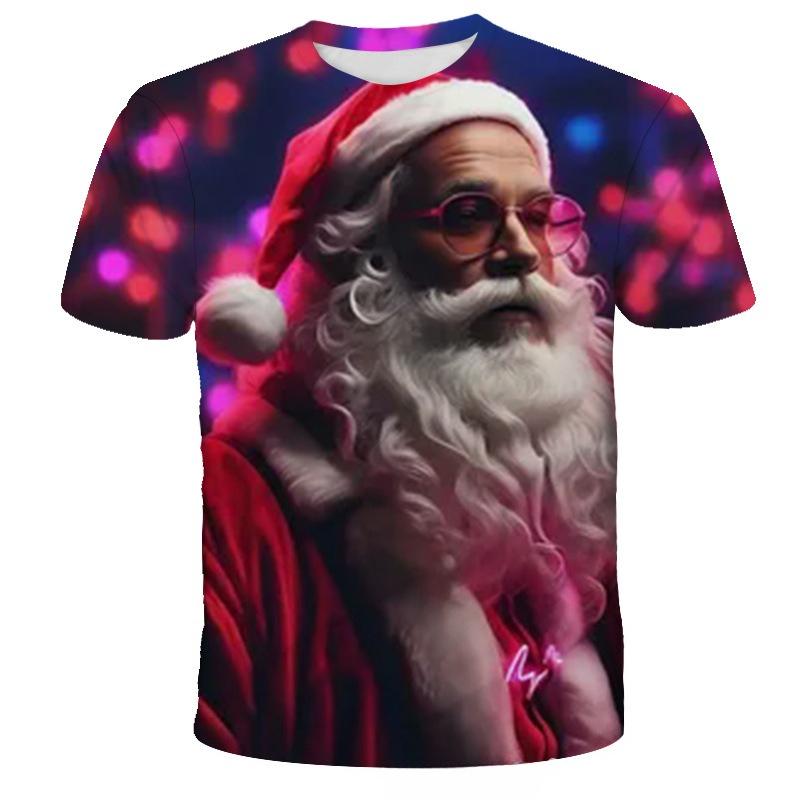 Fashionable Personalized Santa Claus Pattern 3D Printed New Men's Casual Comfortable Soft Loose Short Sleeved T-shirt