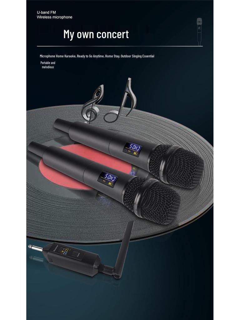 Wireless Dual Metal Charging Microphone for Home and KTV Singing with Free Shipping.