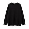 Unisex Oversized Knit Sweater With Distressed Patchwork Design Streetwear Winter Casual Top