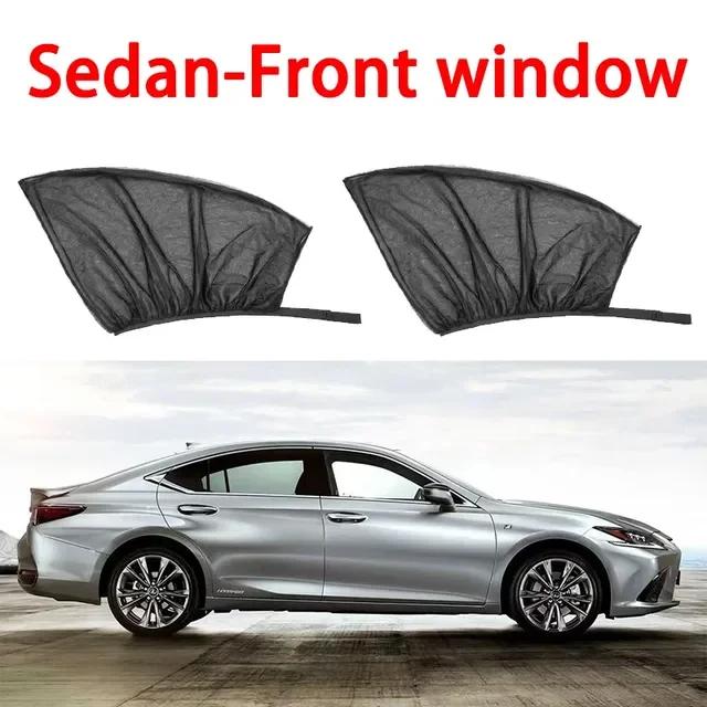 2Pcs Car Sun Visor Rear Side Window Sun Shade Mesh Fabric Sun Visor Shade Cover Shield UV Protector Black Car Sunshade Curtain