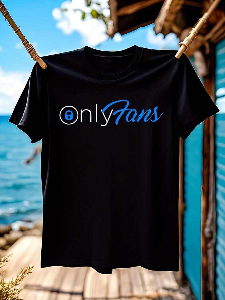 Oversized OnlyFans Logo Graphic T-shirt - Black with Blue Print