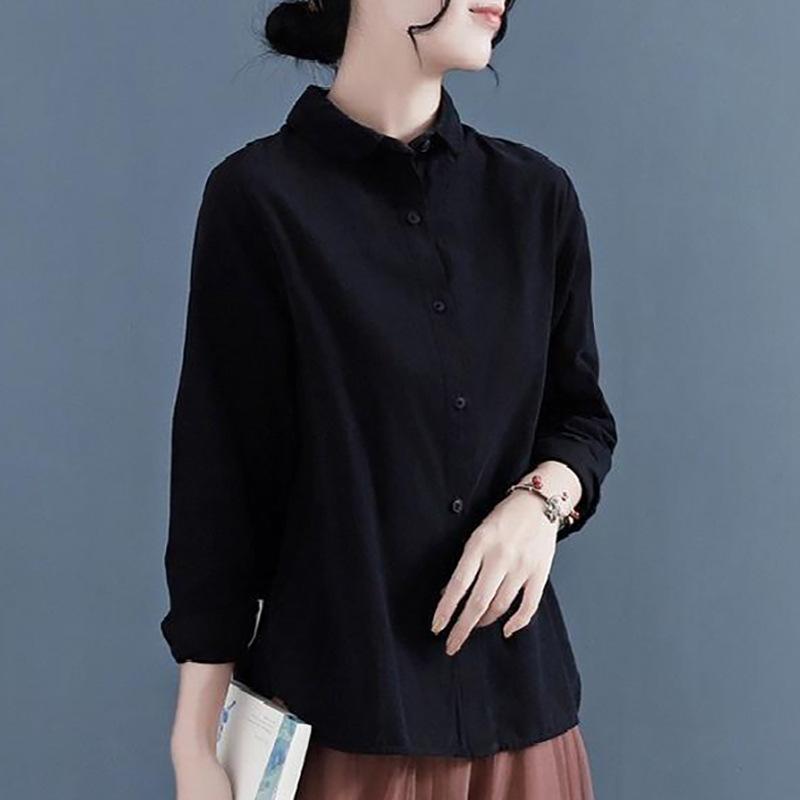 Элегантные женские рубашки, женская рубашка на весну и осень, хлопковая льняная рубашка с длинными рукавами в стиле ретро, деловая модная блузка, популярная персонализированная одежда