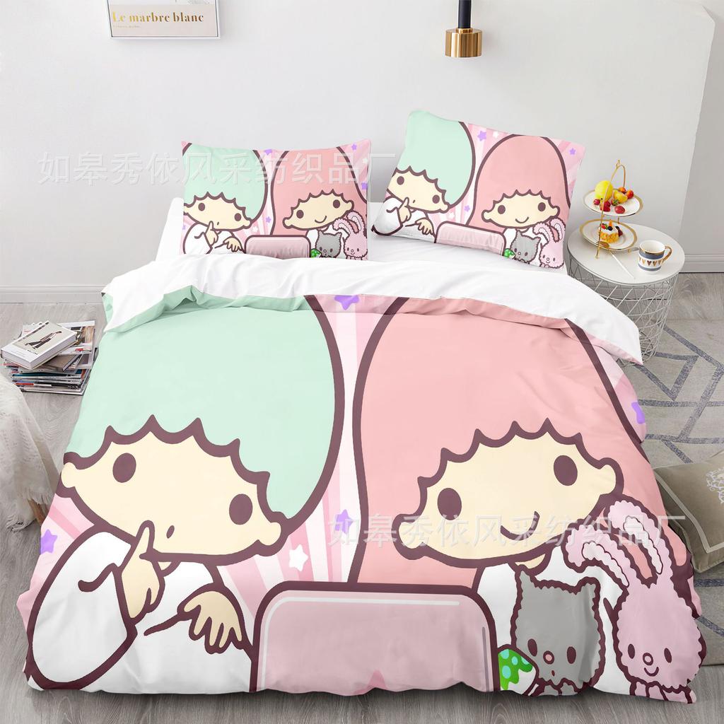 Комплект постельного белья Sanrio Little Twin Stars: одеяло, пододеяльник, наволочка, 2-3 предмета, детский и взрослый размер.