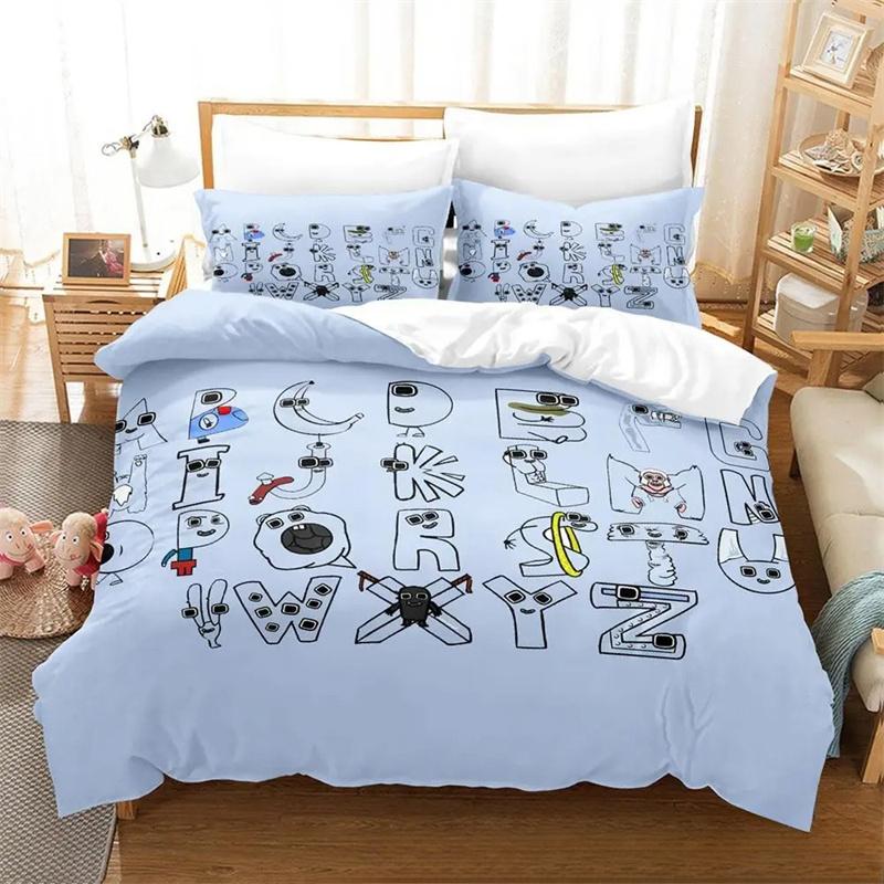 3D-принт с мультяшным алфавитом Lore AZ Комплект постельного белья для мальчиков и девочек, двуспальный размер, пододеяльник, наволочка, кровать для детей и взрослых 2/3 шт.