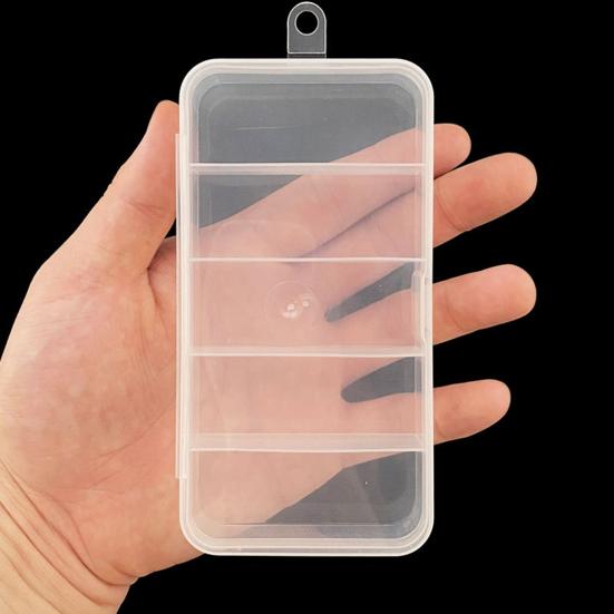 2Pcs Fishing Bait Cases 5-Compartments Large Capacity Transparent Visible Fishing Lure Container Clear Storage Boxes