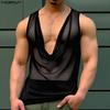Summer Swing Neck Incerun Men Sleeveless Hollow Out Loose Beach Holiday Tank Tops