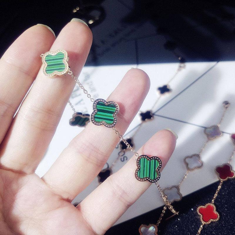 Fashion Titanium Steel Four-leaf Clover Bracelet Simple High-end Does Not Fade Five Shells Four-leaf Clover Bracelet