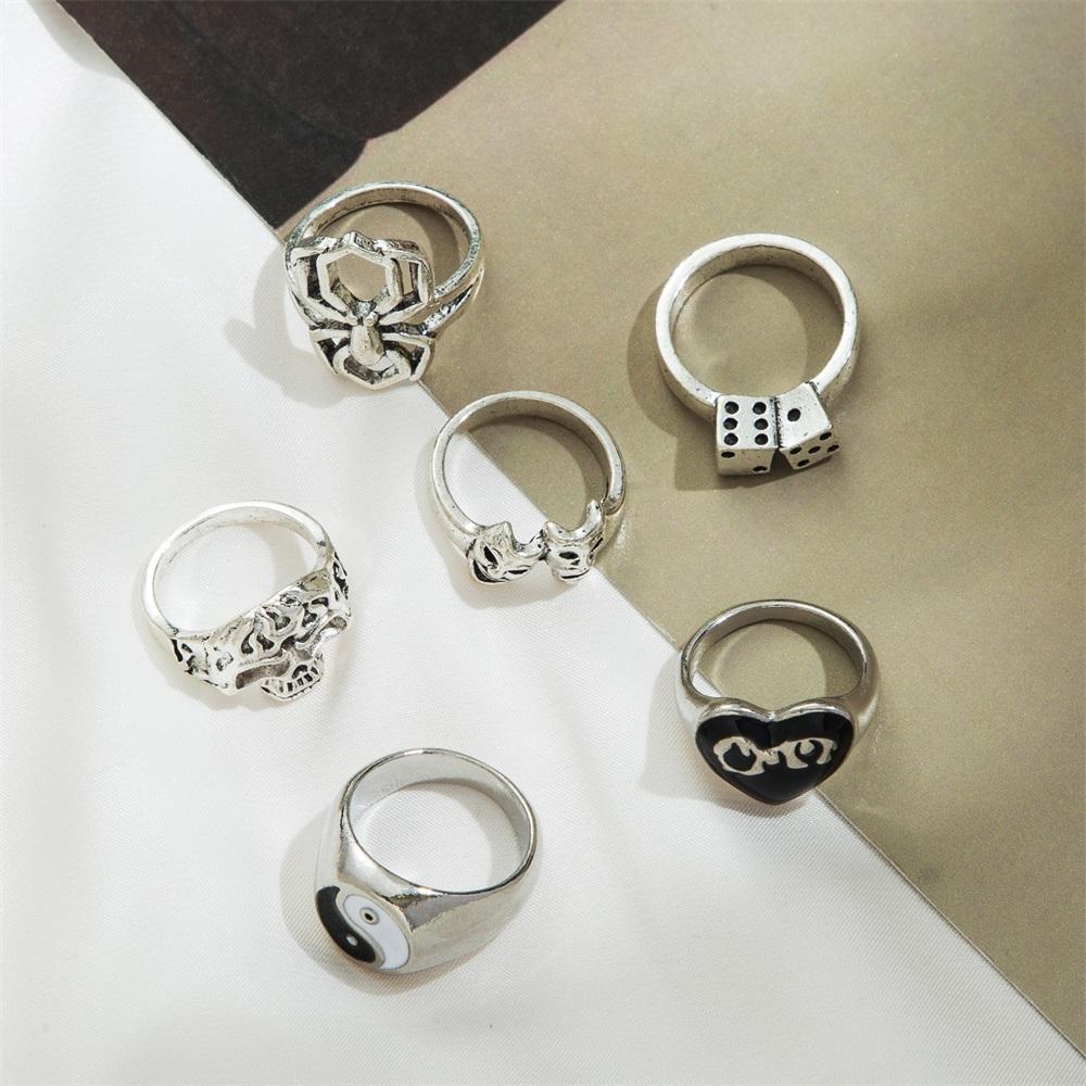 Элегантное и универсальное модное ретро кольцо-паук Тай Чи, простое кольцо из 6 предметов, популярные женские украшения