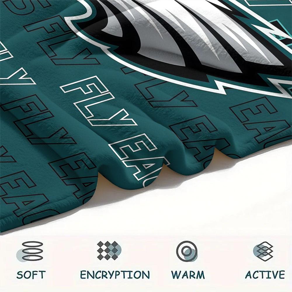 Eagles Printed Flannel Blanket, soft throw for bedroom sofa, washable, fan merchandise, great gift.