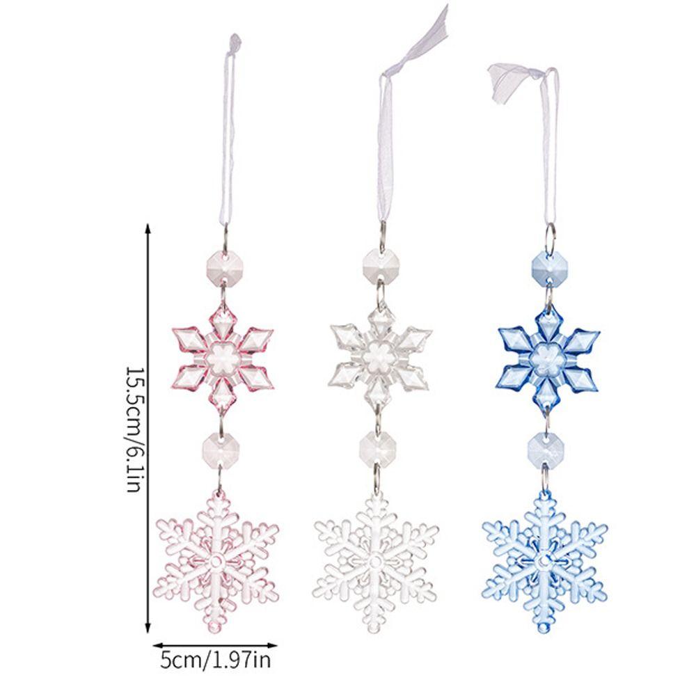 4pcs Transparent Christmas Snowflake Icicle Pendants New Year Gift Decoration