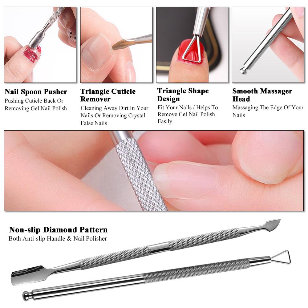 2шт инструмент для удаления гель-лака из нержавеющей стали, нож для очистки кутикулы омертвевшей кожи