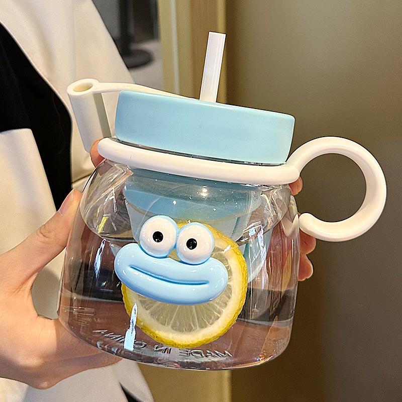 1000ML Cartoon Water Bottle with Handle Lid And Tea Infuser BPA Free Food Grade PC Cute Travel Cup Large Capacity