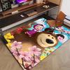 Custom Masha and the Bear Mat Personalized Name, Polyester Washable Indoor Entryway Rug, Gift for Christmas, Easter, Thanksgiving Day