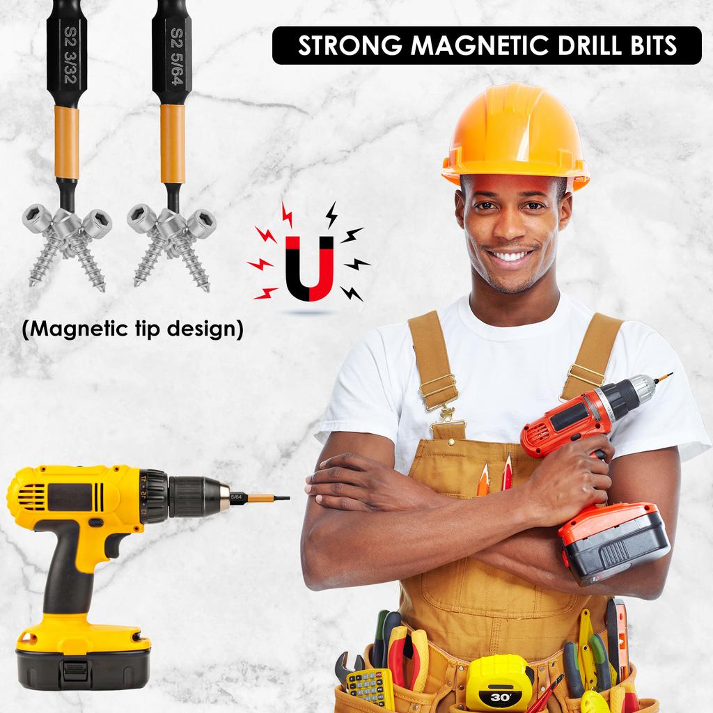 20 шт. ударный шестигранный ключ-шестигранник сверло магнитная отвертка 1/4 дюйма шестигранные хвостовики SAE и метрические сверла инструменты для ремонта