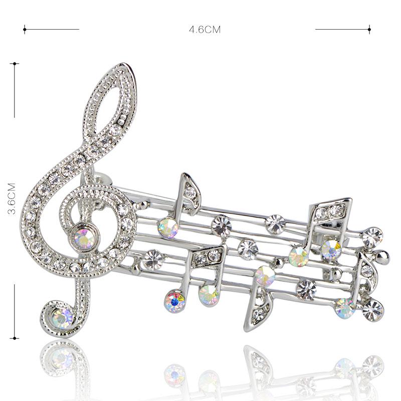 Большие броши Full Crystal Music Note для женщин Размер: 3,6 * 4,7 см