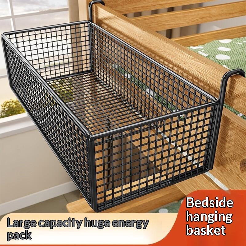 Hanging Bedside Organizer No Drill No Damage Bedframe Dorm Upper Bunk Snack Holder for Phone Book Dorm Storage