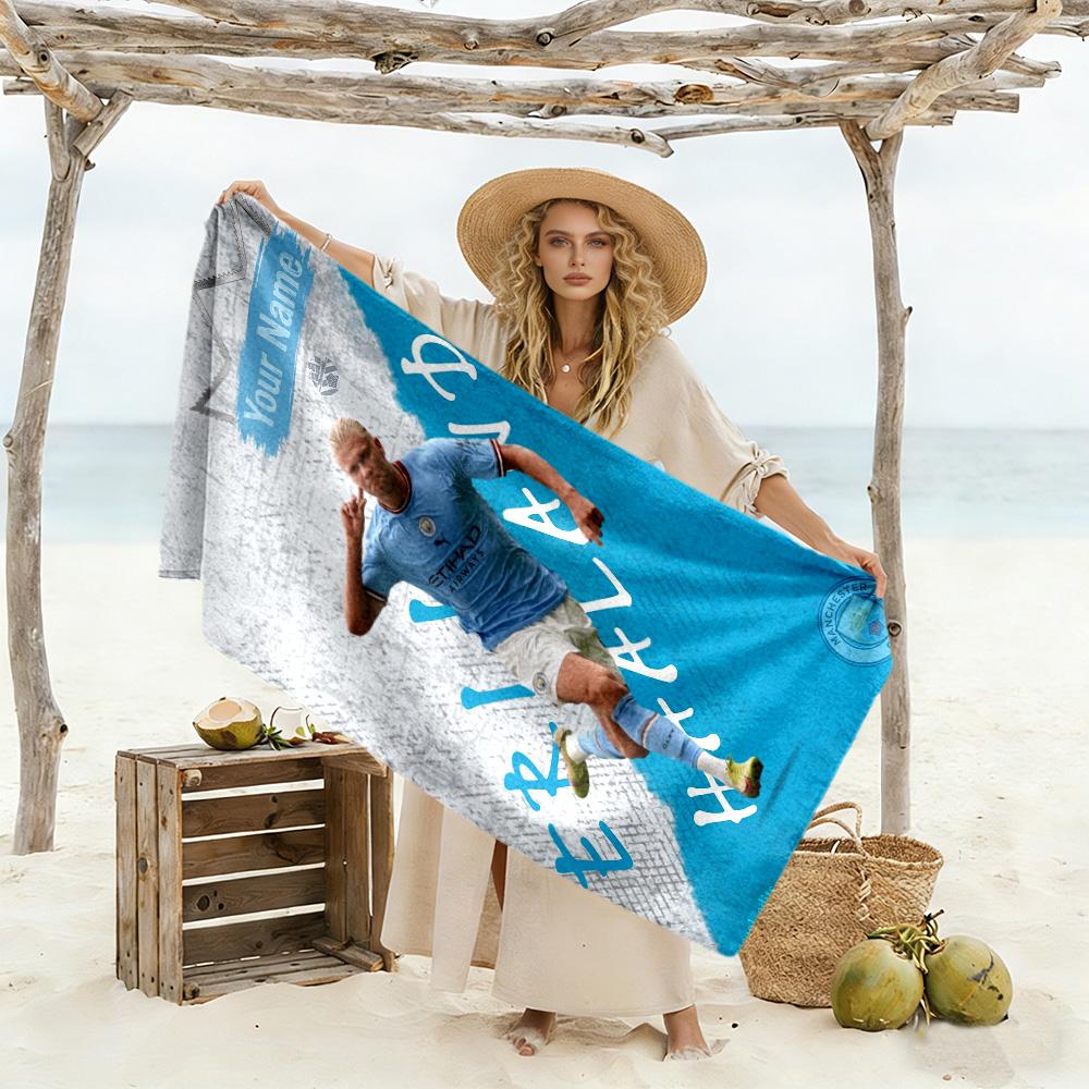 Haaland Customizable Name Beach Towel High Absorbency Quick-Dry Portable for SwimmingBeachCamping Travel Beach AccessoriesGym