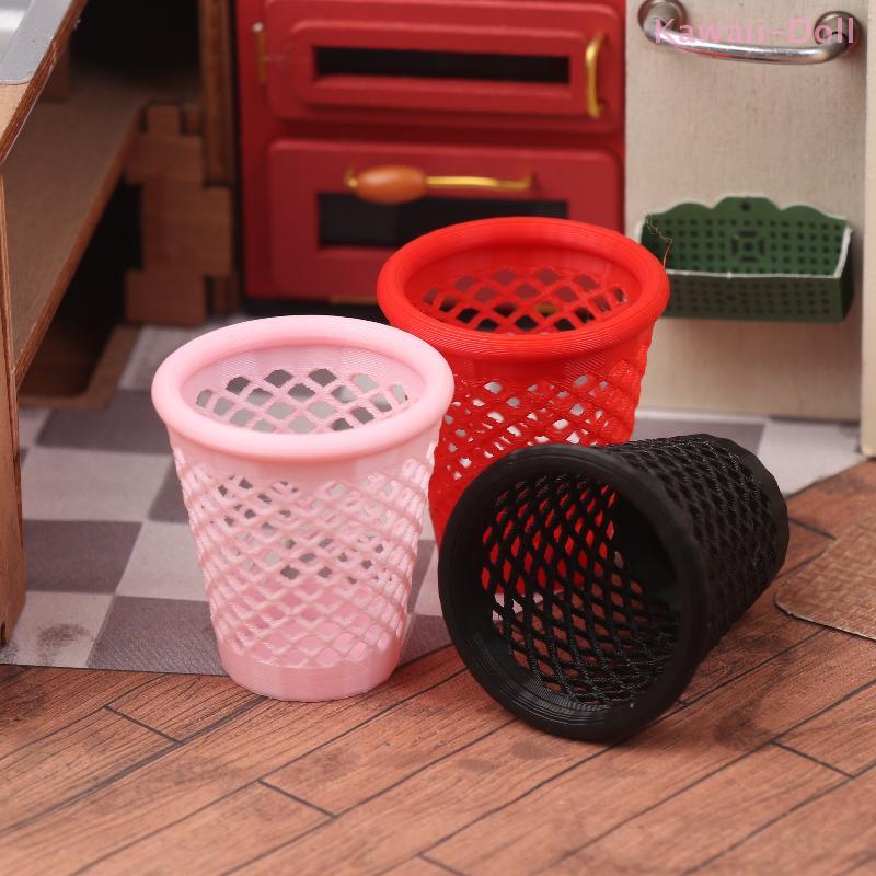 Mini 1/12 Hollowed-out Trash Can Model Dollhouse Living Furniture Decoration Dolls House Micro Scene Ornament
