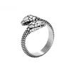 Titanium Steel Ring for Men Retro Stainless Steel Double-headed Snake Special-shaped Python Ring