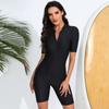 European and American One-piece Zipper Sports Swimsuit Women's Short-sleeved Surfing Swimsuit Sun Protection Surf Suit