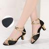 Latin Dance Shoes Adult Female Open Toe Social Dance Shoes 5.5cm Medium Heel Soft Sole