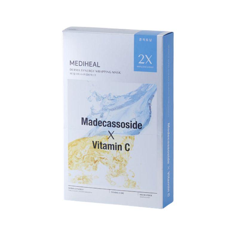 MEDIHEAL Derma Synergy Wrapping Mask Blemish Toning Madecassoside Vitamin C Brightening Sheet Mask 10 Sheets