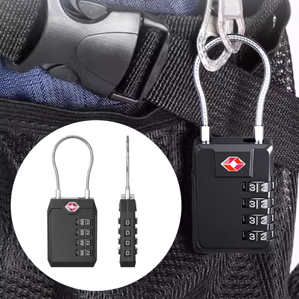 Zinc Alloy 4 Digit Combination Lock TSA Wire Rope Padlock New Customs Password Lock Travel