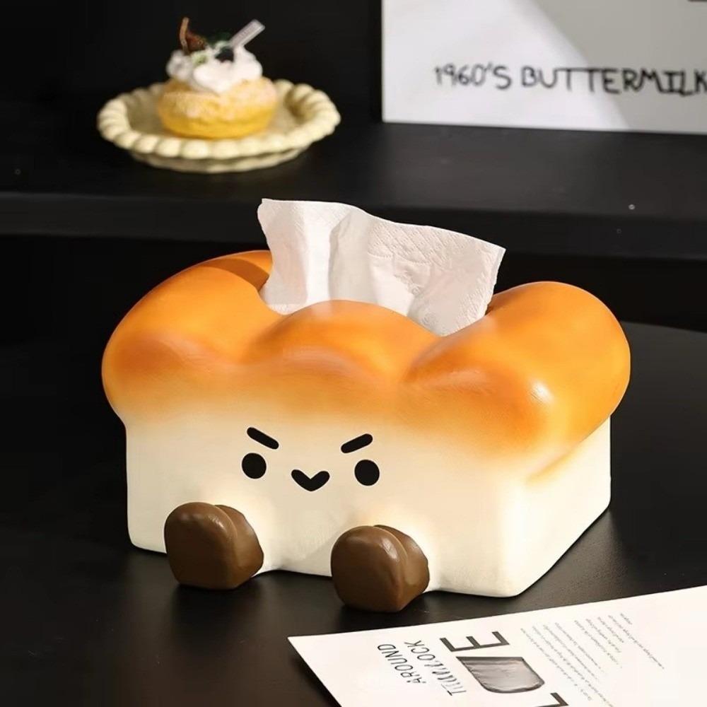Cute Toast Ceramic Tissue Box Large Capacity Dining Table Paper Box Table Decor