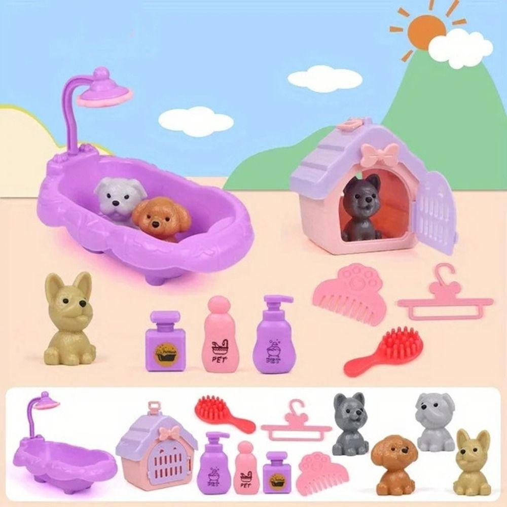 Family Toys Dog Scene Playing Playing House Dog Cage Toys Dog Doll Set  Thanksgiving Gifts