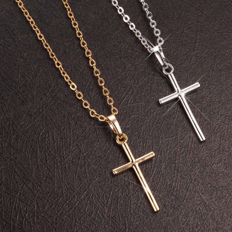 Waterproof Cross Pendant Necklace for Women Men Minimalist Stainless Steel Cross Chain Christian Jewelry Daily Wear Accessories